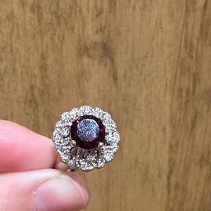 Elegant Silver and Red Gemstone Ring